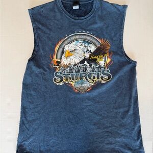 Harley-Davidson Navy Blue Sleeveless Sturgis Eagle Graphic Tee